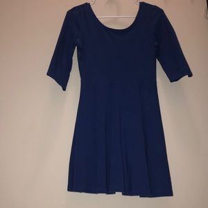 Blue 3/4 length sleeve skater dress from Express.